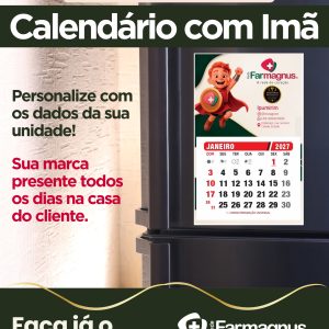 IMÃ DE GELADEIRA COM CALENDÁRIO