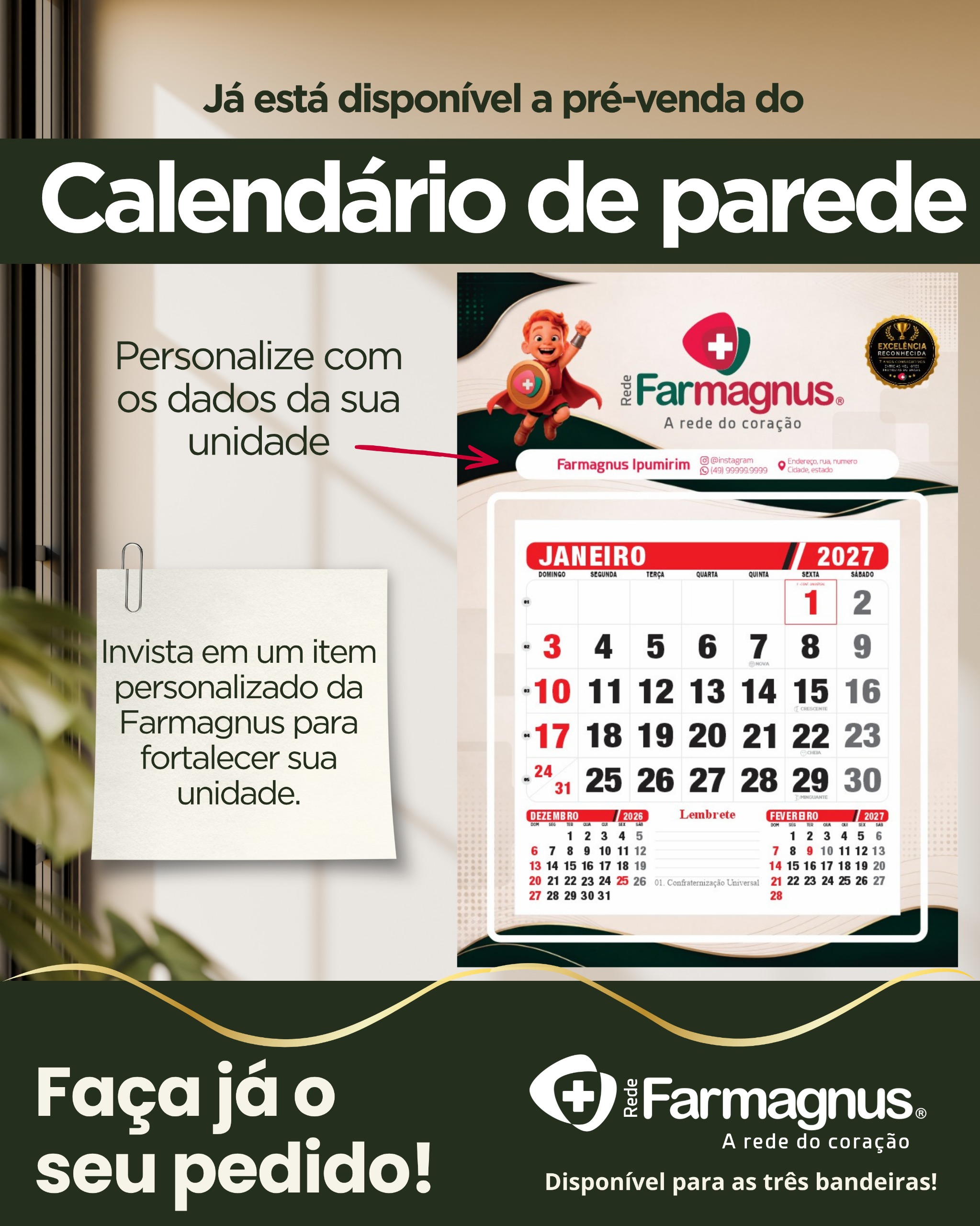 CALENDÁRIO DE PAREDE 2027